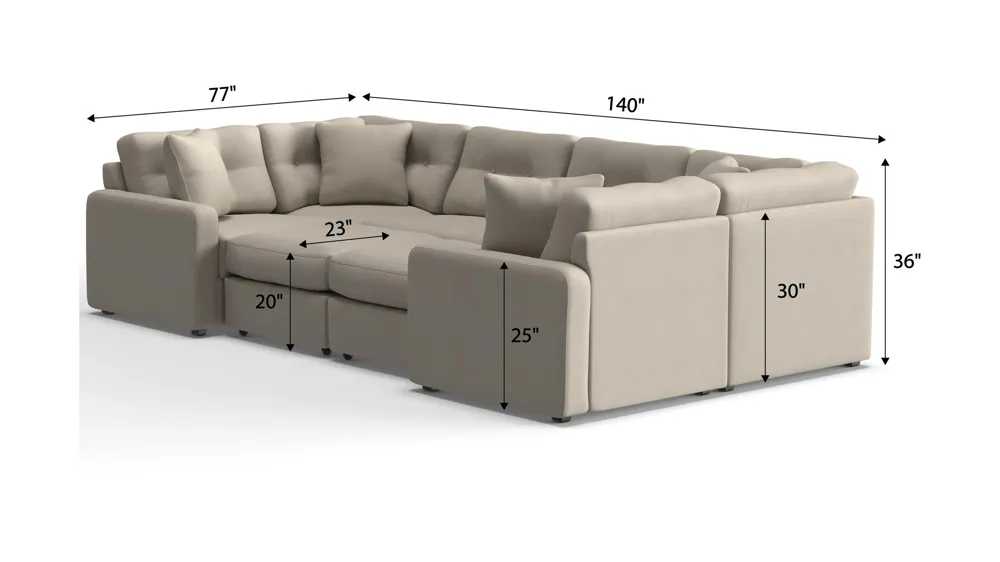 ModularOne 8-pc. Sectional Dimensions