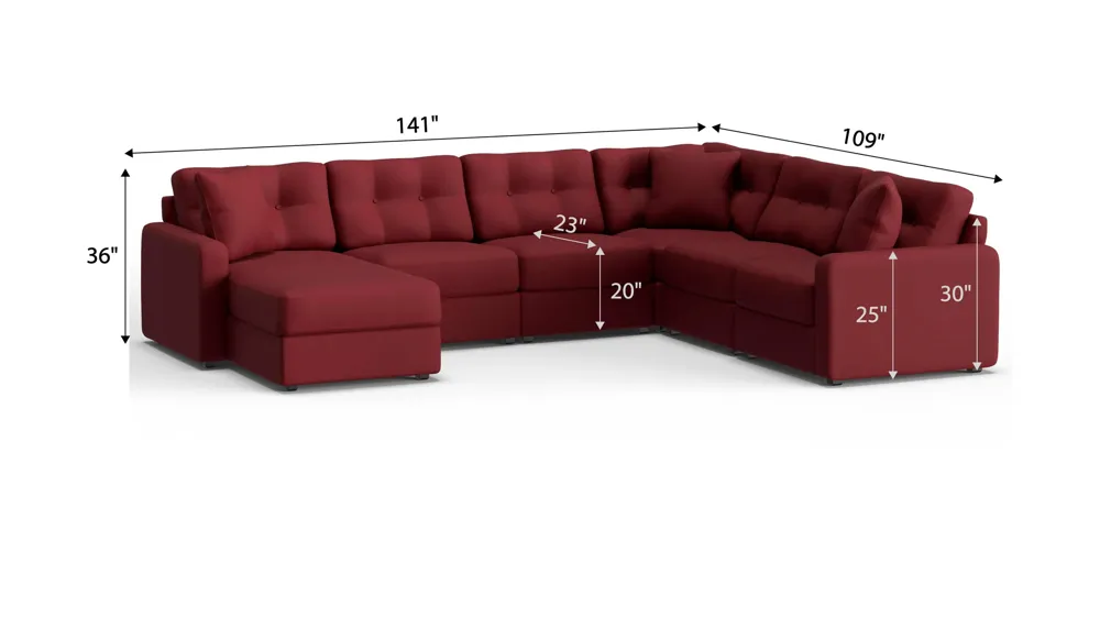 ModularOne 6-pc. Sectional Dimensions