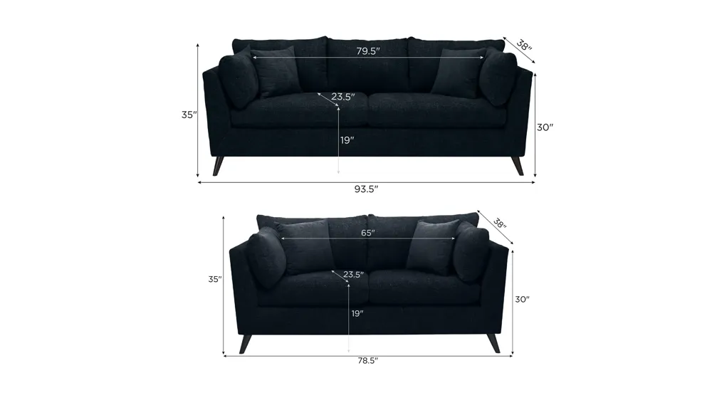 Caruso Living Room Set Dimensions