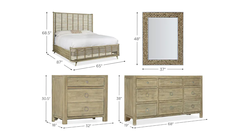 Sundance 4-pc. Rattan Bedroom Set Dimensions