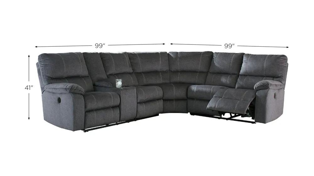 Urbino 3-Piece Power Reclining Sectional Dimensions