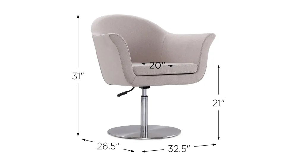Voyager Swivel Adjustable Accent Chair Dimensions