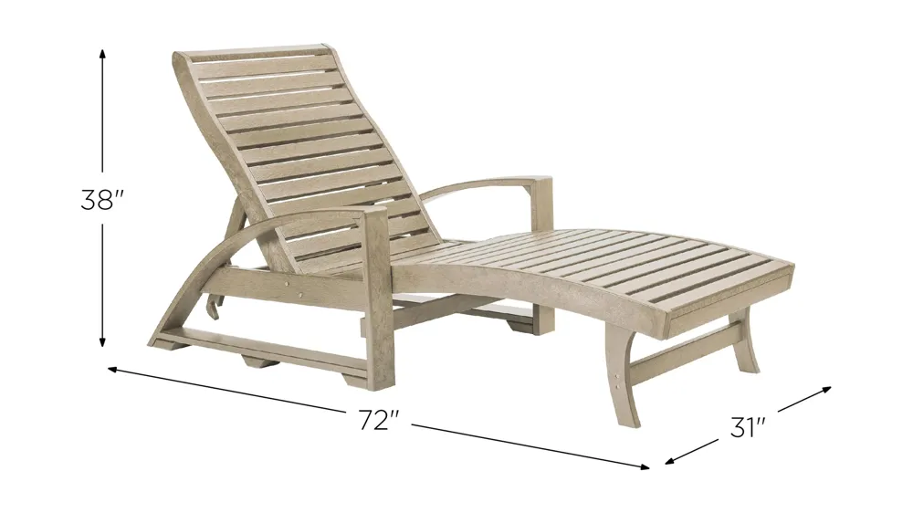 St. Tropez Recycled Outdoor Chaise Lounge with Hidden Wheels Dimensions