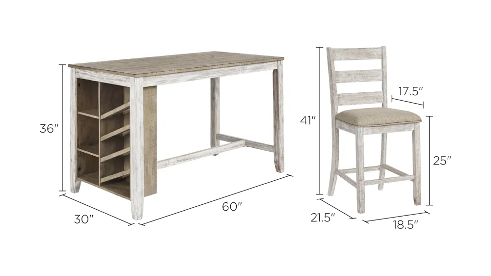 Jonette 3-pc. Dining Room Set Dimensions