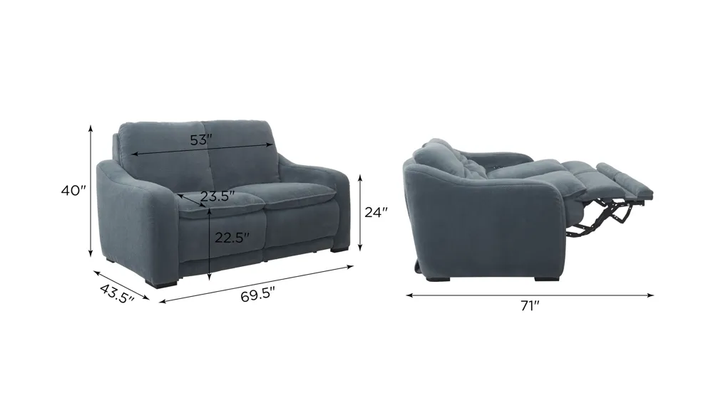 Celine Power Loveseat w/ Power Headrest Dimensions