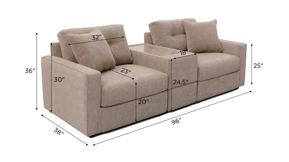 ModularOne 3-pc. Console Loveseat Dimensions