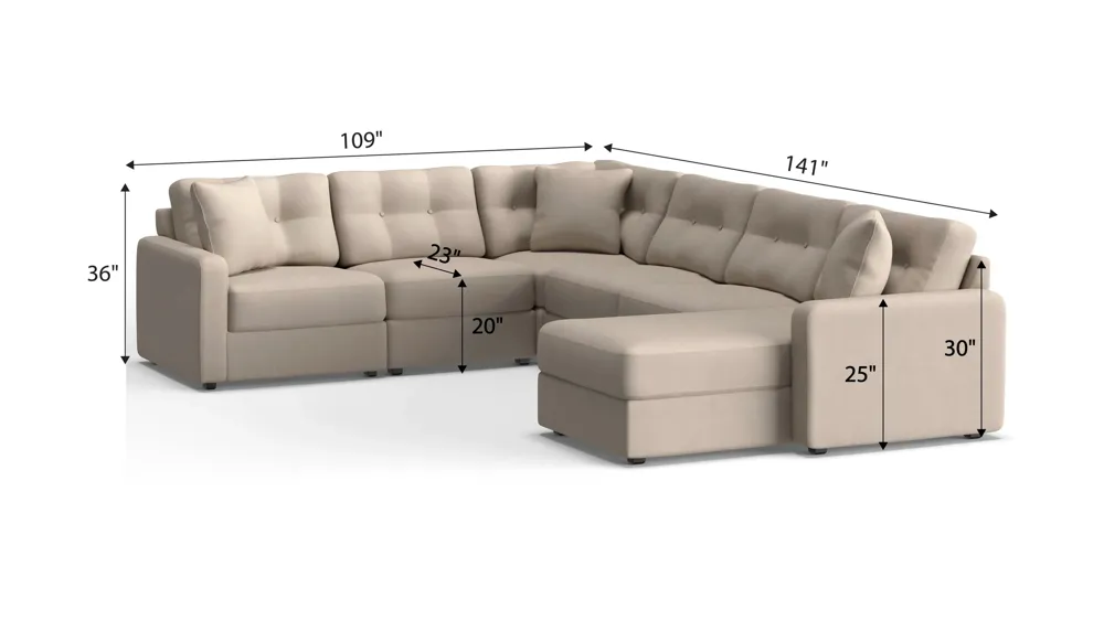 ModularOne 6-pc. Sectional Dimensions