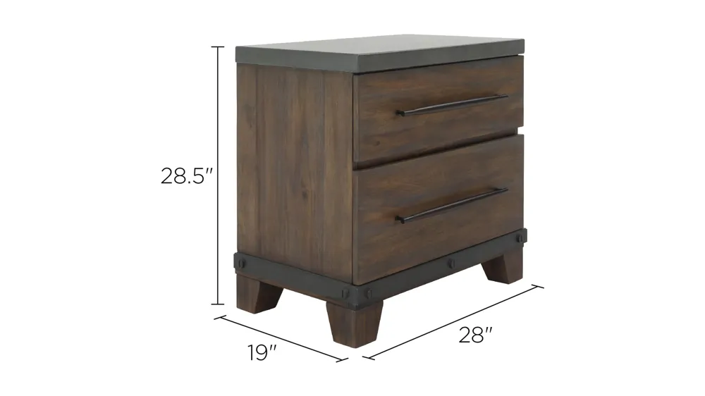 Santa Cruz Nightstand w/ Dual USB Charger Dimensions