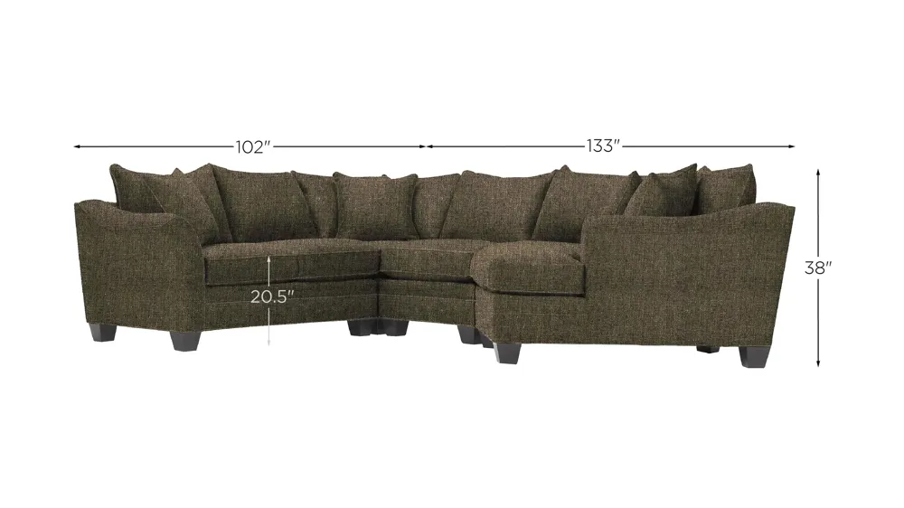 Foresthill 4-pc. Right Hand Cuddler Sectional Sofa Dimensions