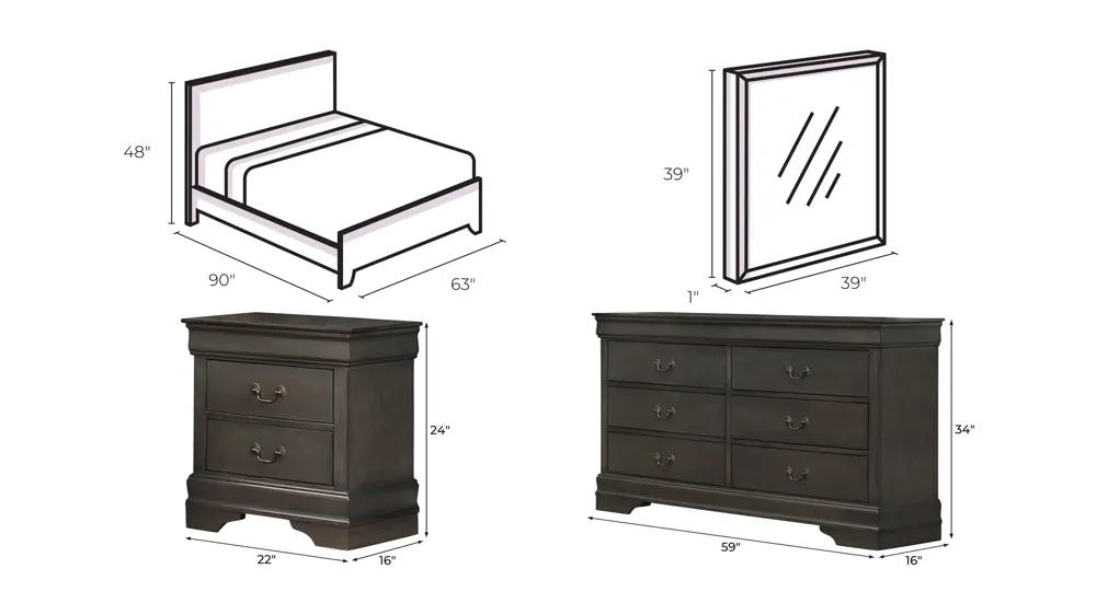 Edina 4-pc. Bedroom Set Dimensions