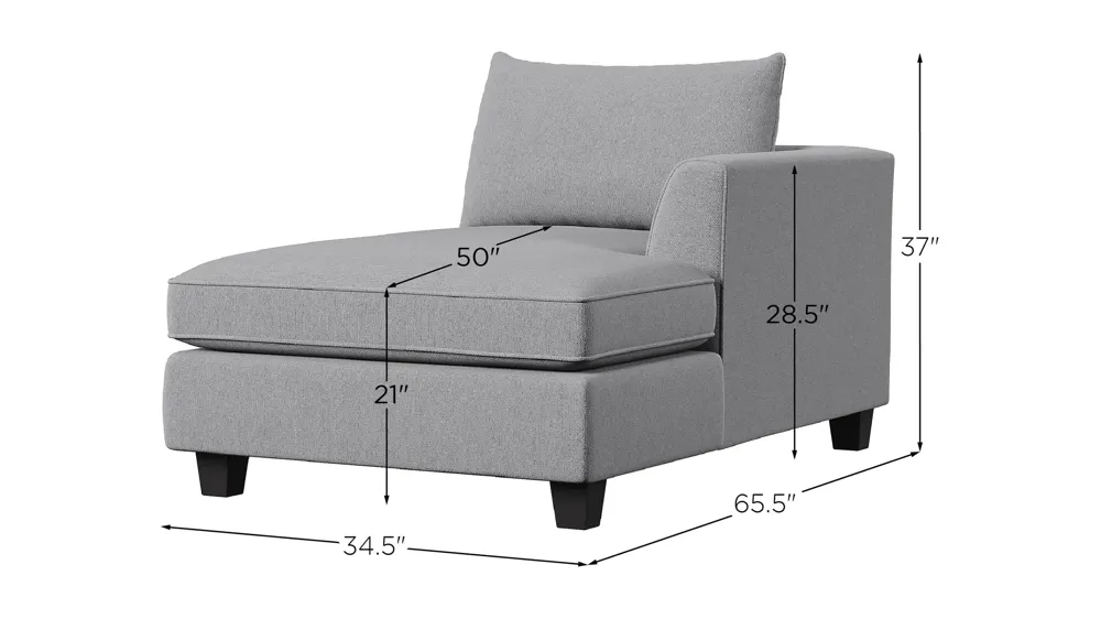 Daine Right Arm Facing Chaise Dimensions