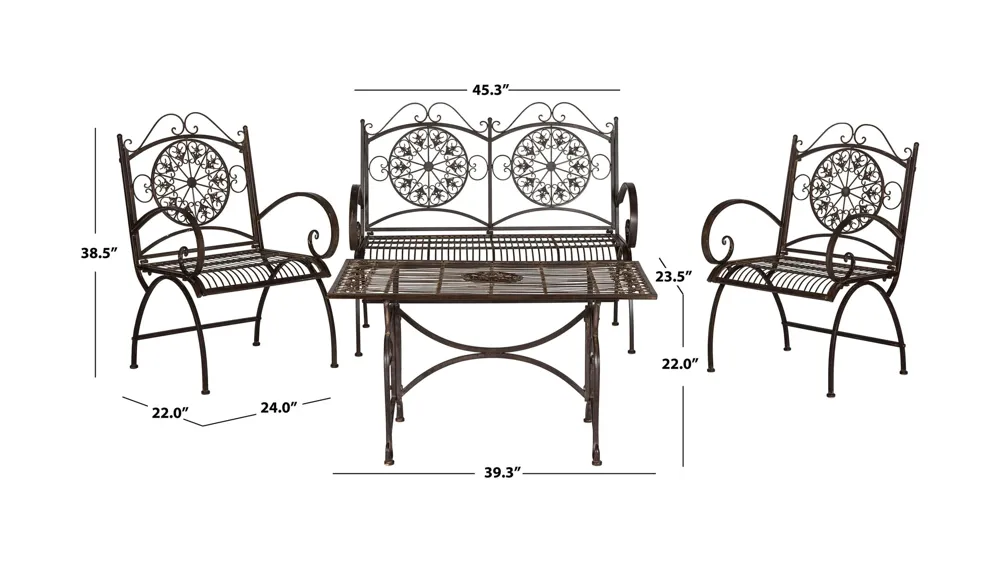 Embry 4-pc. Patio Set Dimensions