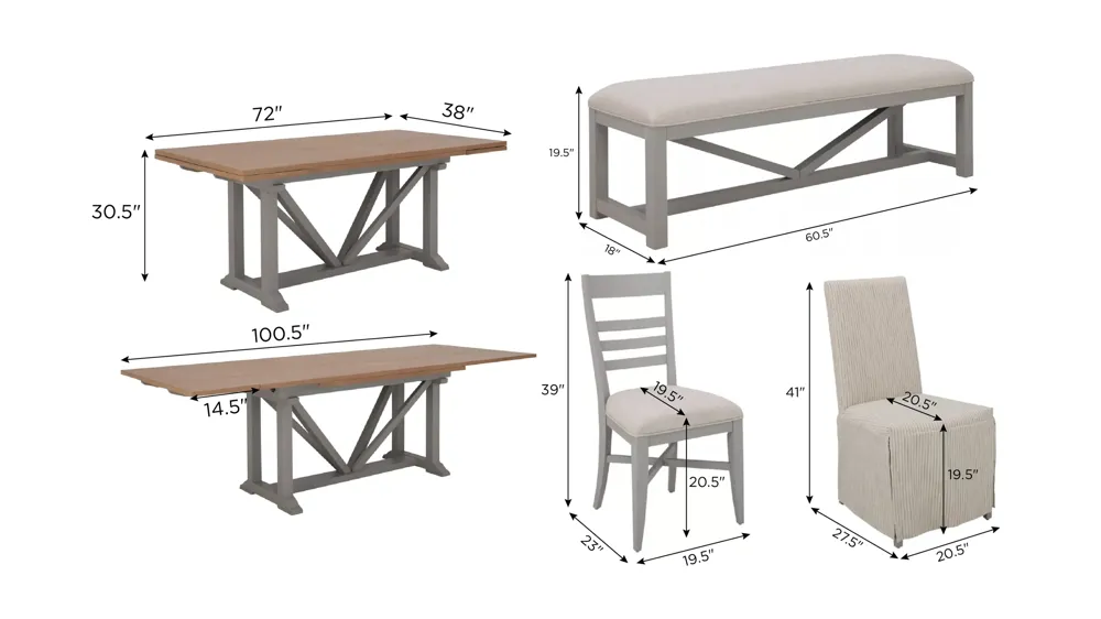 Crew 6-pc. Dining Set Dimensions