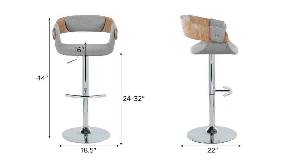 Elisa Adjustable Barstool - Set of 2 Dimensions