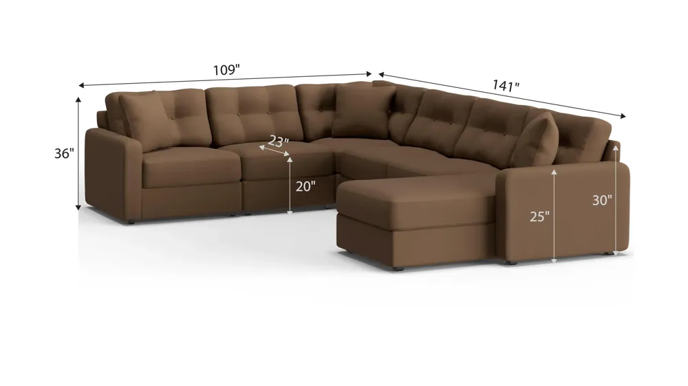 ModularOne 6-pc. Sectional Dimensions