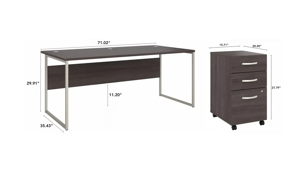 Steinbeck Collegiate Desk w/ Filing Cabinet Dimensions