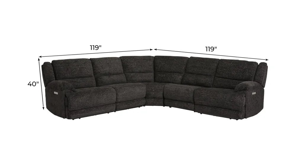 Filmore 5-pc. Dual Power Sectional Dimensions