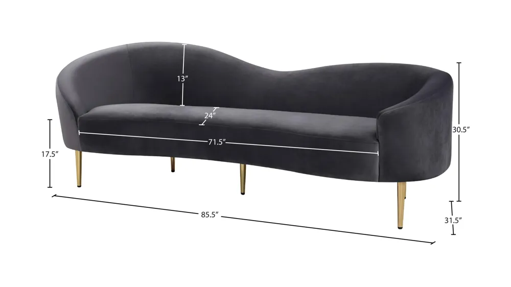 Ritz Velvet Sofa Dimensions