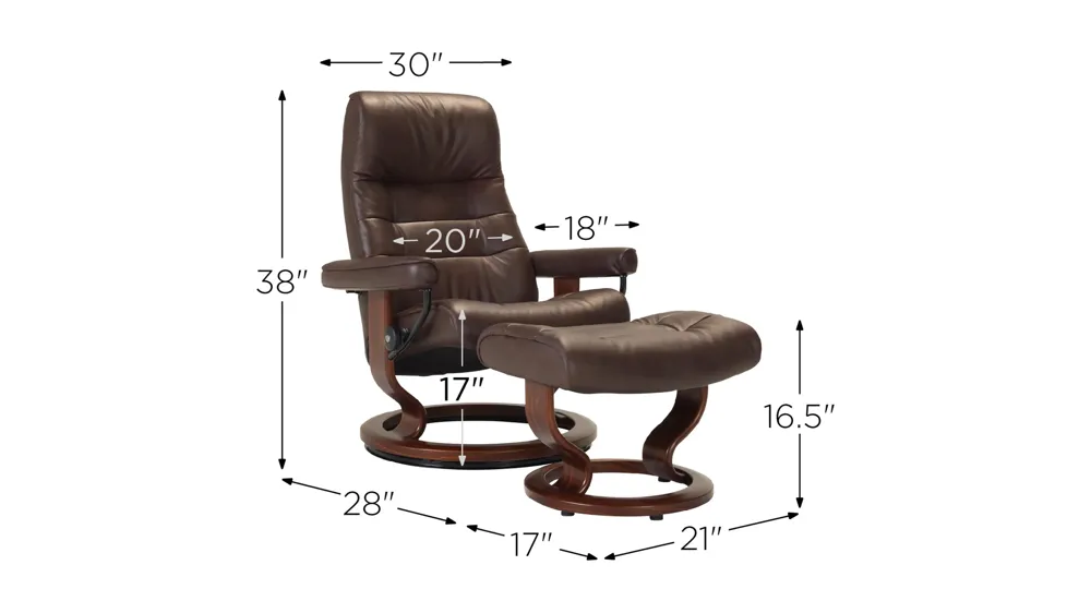 Stressless Opal Medium Leather Reclining Chair and Ottoman