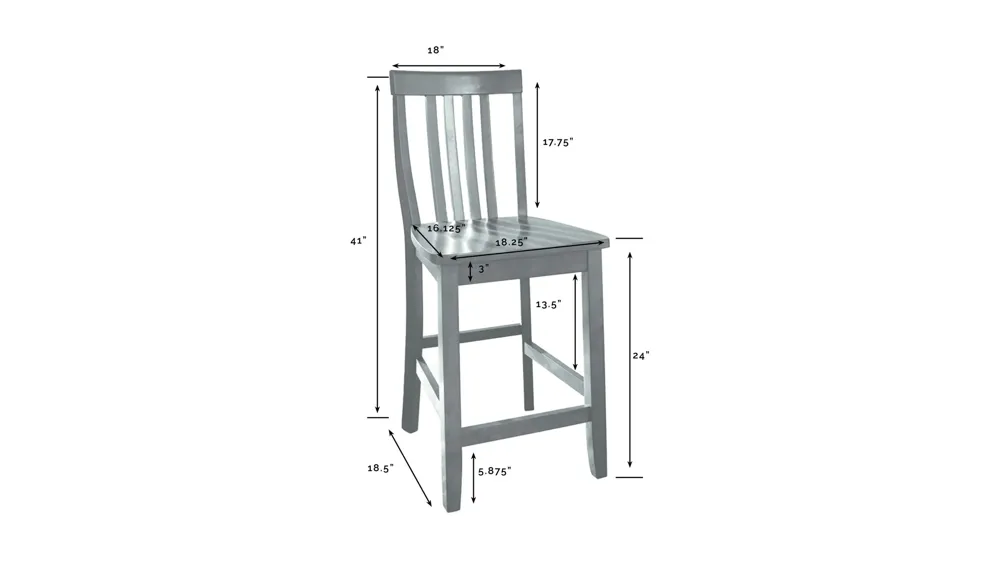 School House Counter Stool - Set of 2 Dimensions