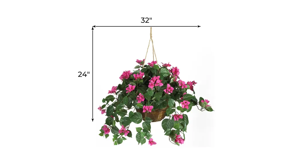 Bougainvillea Hanging Basket Silk Plant Dimensions