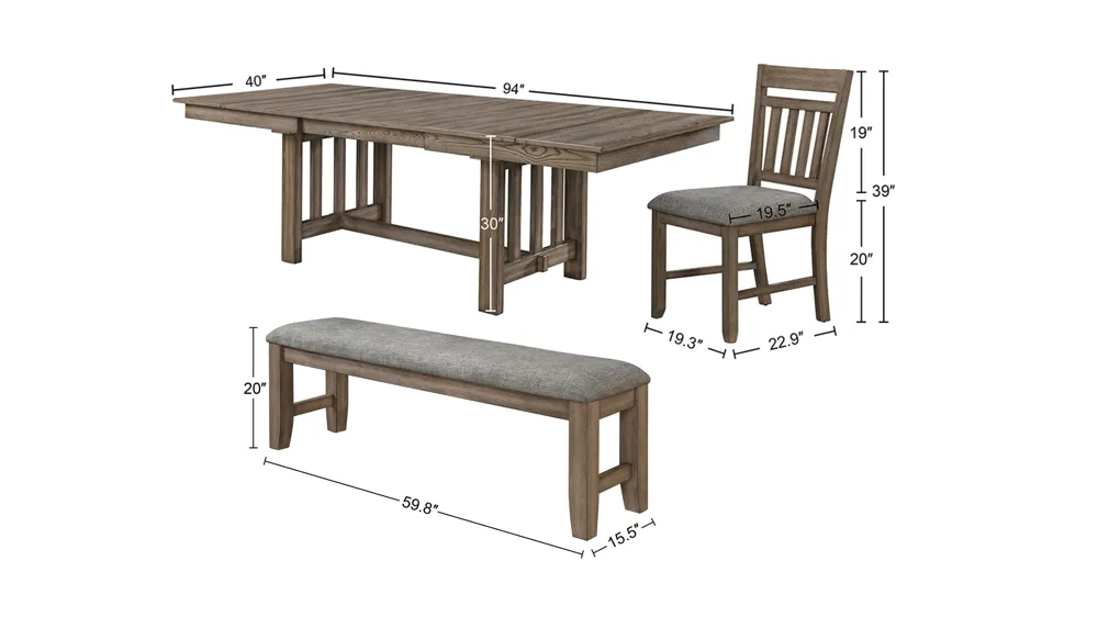 Harrisburg 6-pc. Extendable Dining Set Dimensions