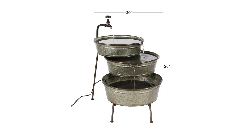 Ivy Collection Gray Metal Fountain Dimensions