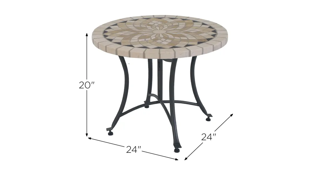 Bing Outdoor Mosaic Accent Table Dimensions