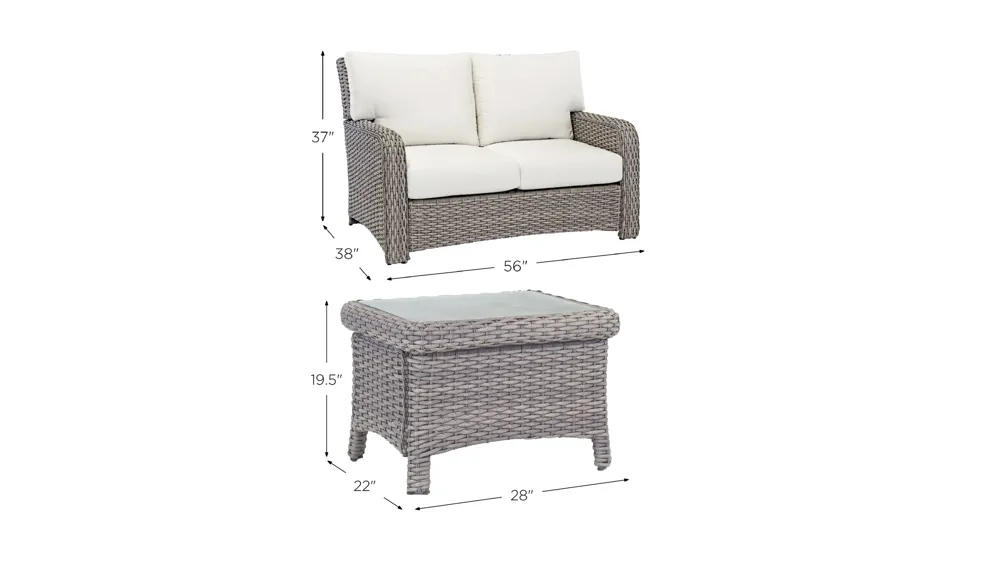 St Tropez 3-pc. Outdoor Living Outdoor Chair Set Dimensions