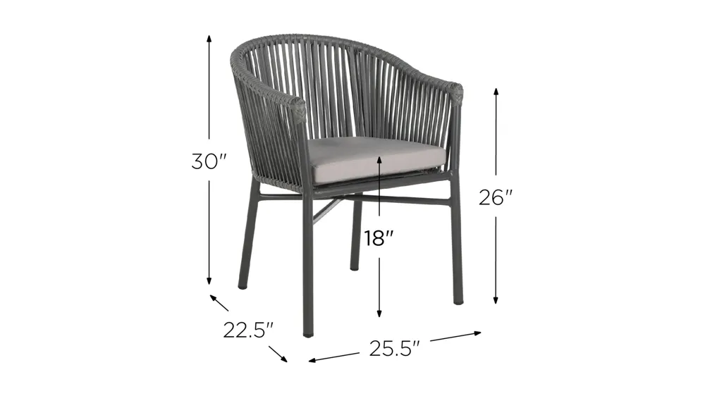 Bassey Stackable Rope Chair Dimensions