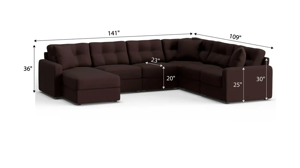 ModularOne 6-pc. Sectional Dimensions