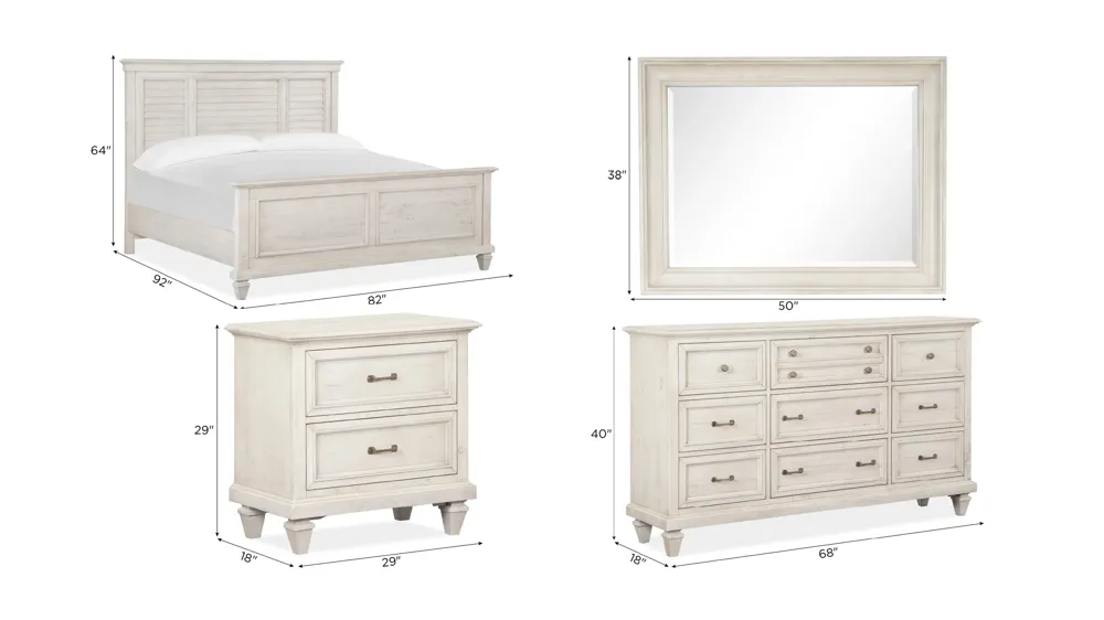 Ashford 4-pc. Shutter Panel Bedroom Set Dimensions