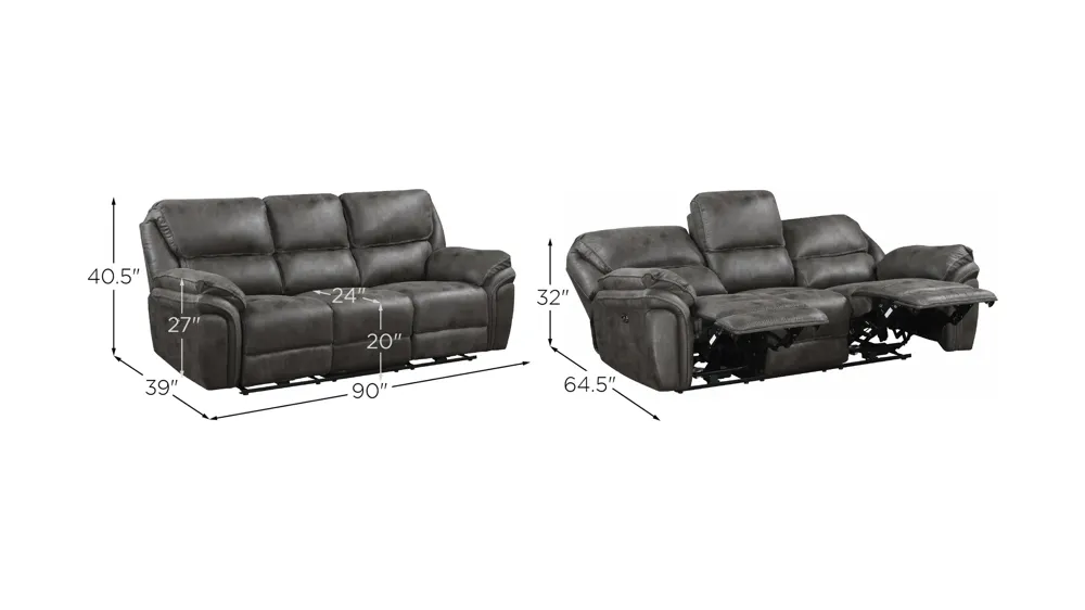 Cassiopeia Double Power Reclining Sofa Dimensions