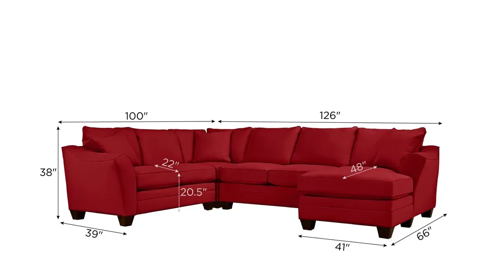 Foresthill 4-pc. Sectional w/ Right Arm Facing Chaise Dimensions