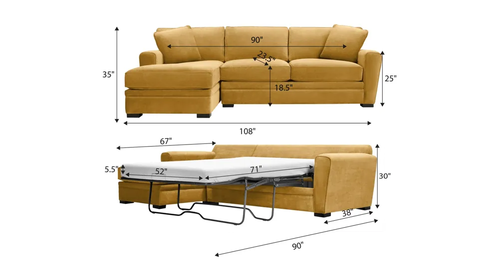 Artemis II 2-pc. Sectional w/ Full Sleeper Dimensions