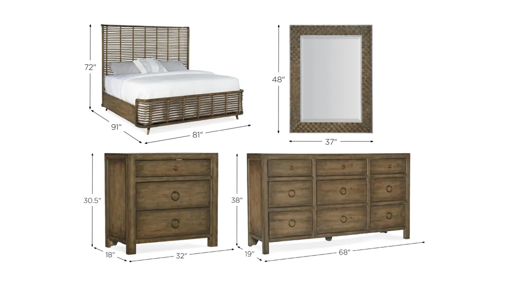 Sundance 4-pc. Rattan Bedroom Set Dimensions
