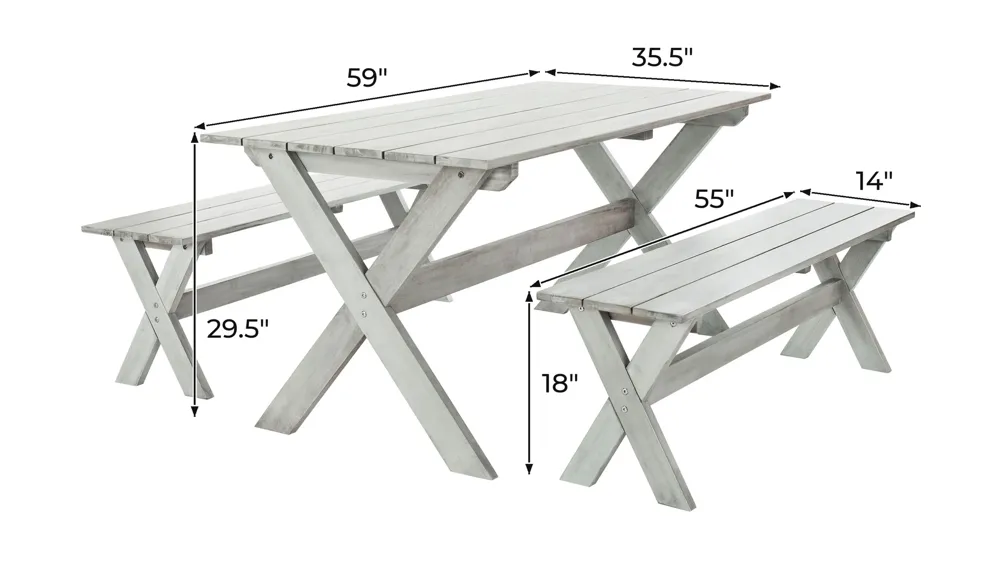 Jovanna Outdoor 3-pc. Dining Set Dimensions