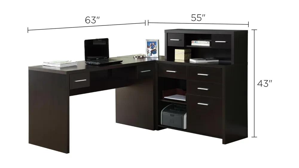 Caressa L-Shaped Computer Desk Dimensions