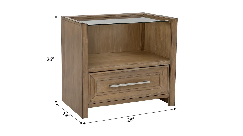 Florence Glass-Top Nightstand Dimensions