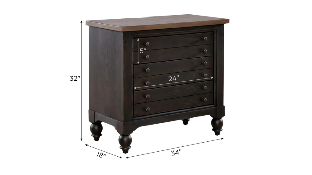 Coventry Bedside Chest w/ Charging Station Dimensions