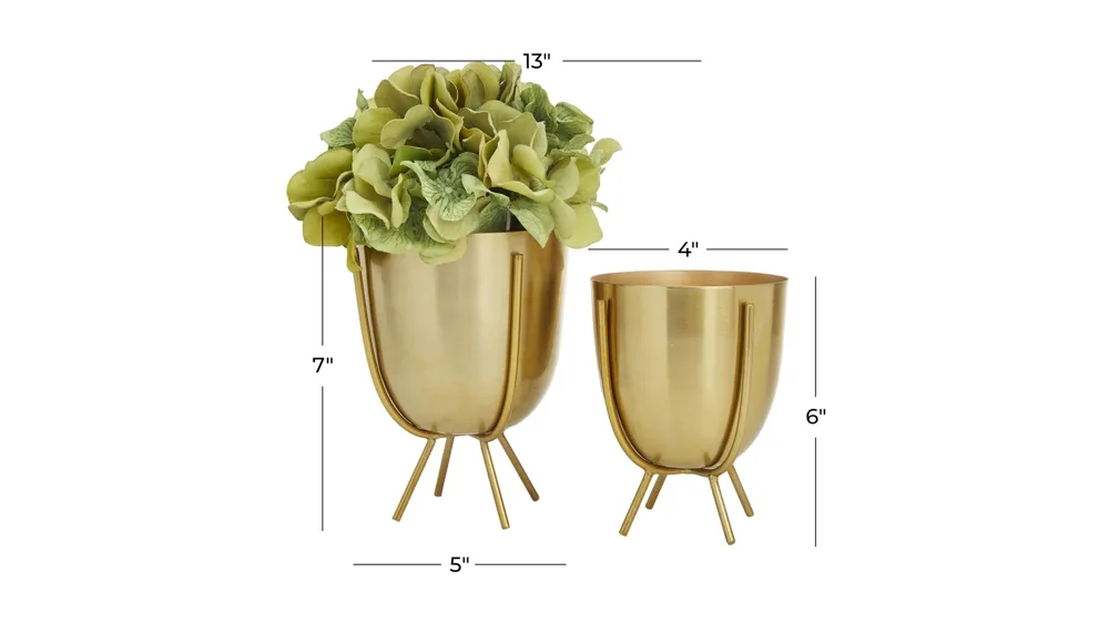 Ivy Collection CosmoLiving by Cosmopolitan Gold Metal Planter Dimensions