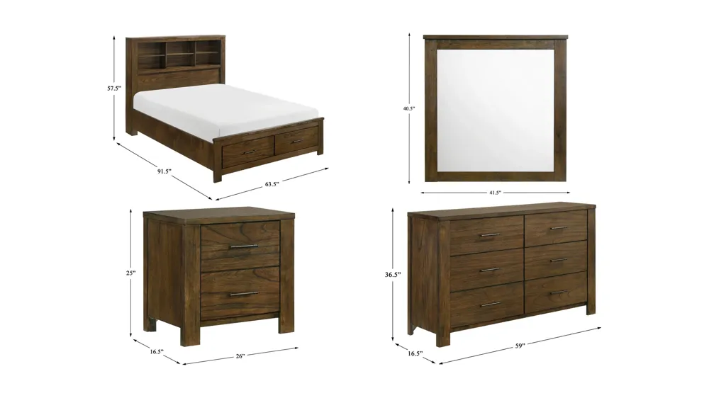Arya 4pc. Bedroom Set w/ Storage Dimensions