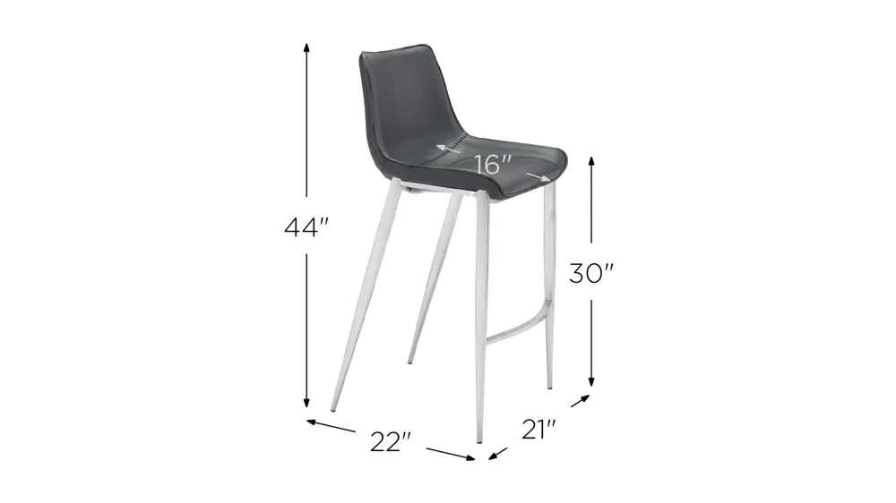 Magnus Bar Stool: Set of 2 Dimensions