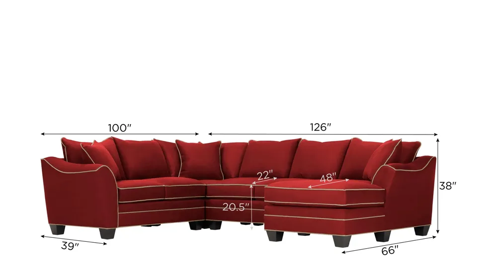 Foresthill 4-pc. Sectional w/ Right Arm Facing Chaise Dimensions