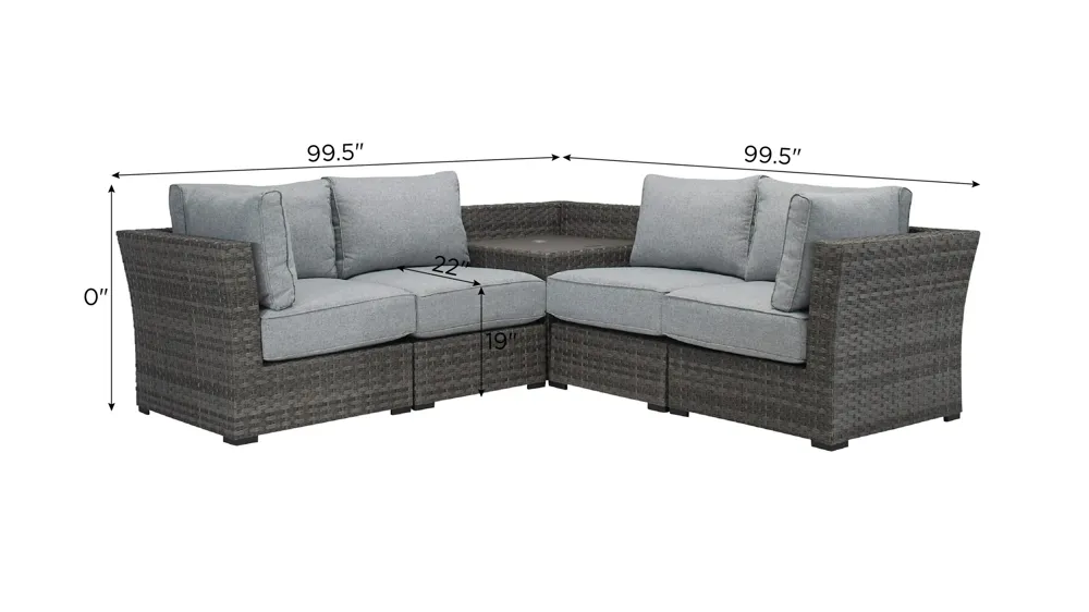 Palm Isle 5-pc. Outdoor Sectional Dimensions