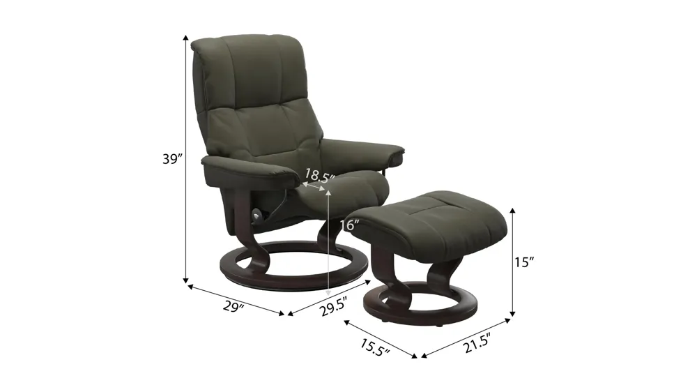 Mayfair Small Classic Chair & Ottoman Dimensions