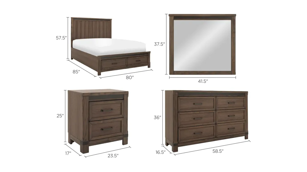 Clifland 4-pc. Storage Bedroom Set Dimensions