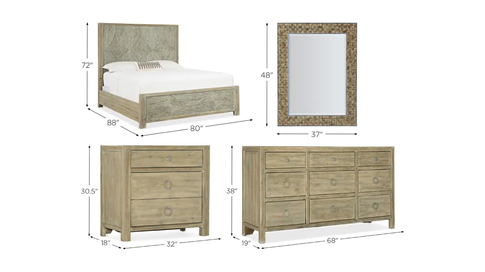 Sundance 4-pc. Panel Bedroom Set Dimensions