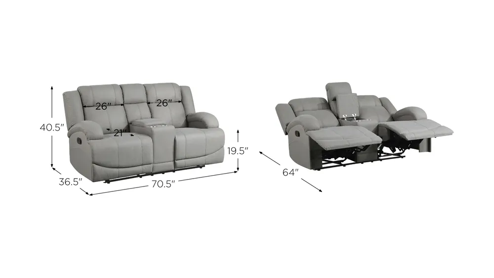 Brennen Reclining Console Loveseat Dimensions