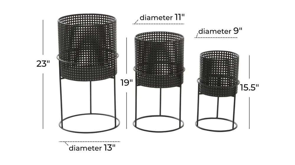 Ivy Collection Trailblazer Planter Set of 3 Dimensions